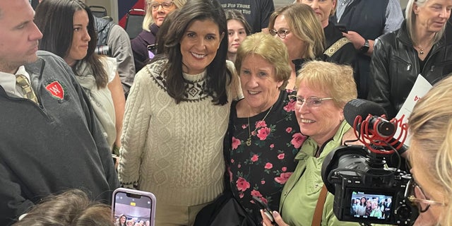 Former ambassador to the United Nations and former two-term South Carolina Gov. Nikki Haley, who's running for the 2024 Republican presidential nomination, holds a town hall in Salem, New Hampshire, on March 28, 2023.
