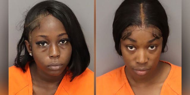Aneisha Hall, left, and Rosa Edwards were arrested for allegedly abusing elderly residents at a nursing home in St. Petersburg, Florida.