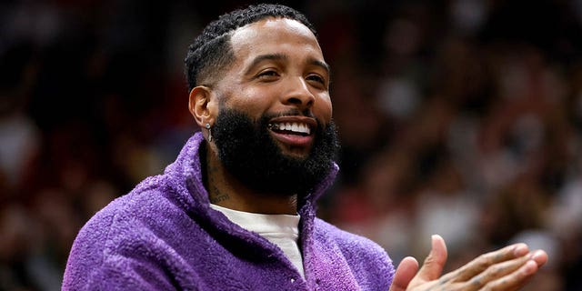 Odell Beckham Jr. during a game between the Los Angeles Lakers and the Miami Heat at FTX Arena on December 28, 2022 in Miami, Florida.