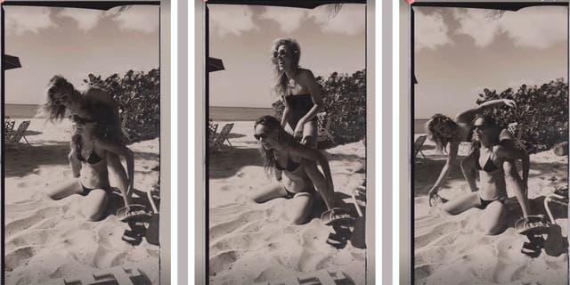Olivia Wilde got playful on the beach with her friend Molly Howard.
