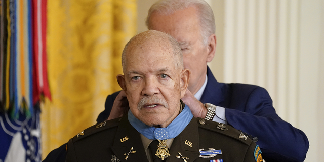 President Joe Biden awards the Medal of Honor to retired Army Col. Paris Davis for his heroism during the Vietnam War, on Friday, March 3 at the White House.
