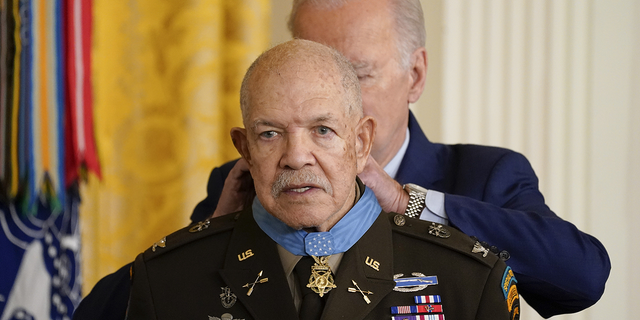 President Joe Biden awards the Medal of Honor to retired Army Col. Paris Davis for his heroism during the Vietnam War, on Friday, March 3 at the White House.