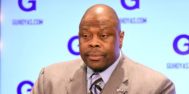 NBA Hall of Famer and former Georgetown Hoyas player Patrick Ewing is introduced as Georgetown's new basketball coach at the John Thompson Jr. Athletic Center on April 5, 2017 in Washington, DC