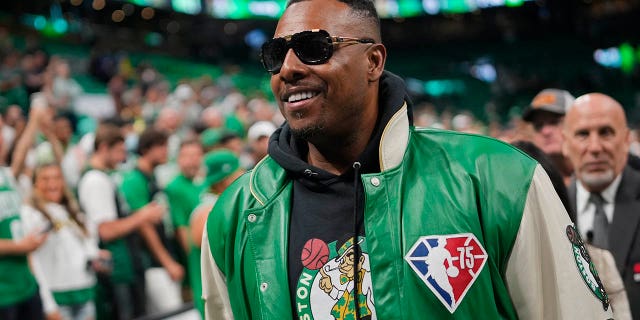 La leyenda de la NBA Paul Pierce durante las Finales de la NBA el 8 de junio de 2022 en el TD Garden de Boston, Massachusetts.