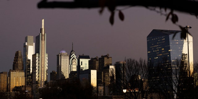 A view of the Philadelphia Center City skyline looking eastward Nov. 7, 2022.