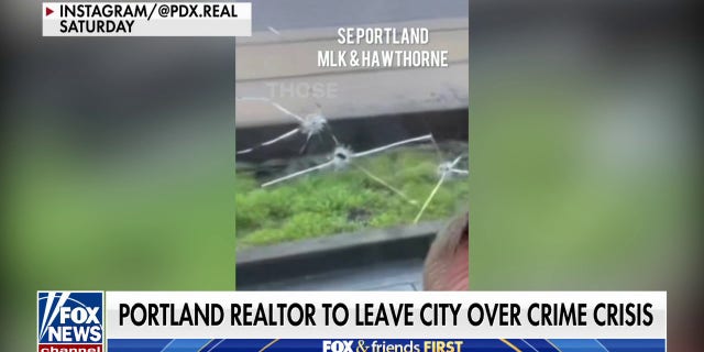 Portland realtor Dustin Michael Miller discovered bullet holes in his office's glass window on Saturday.