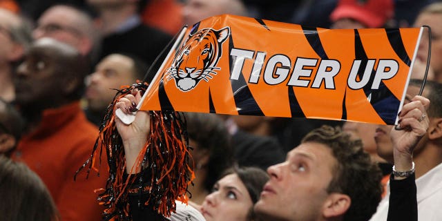 Princeton Tigers fans cheer during the NCAA Division I Men's Basketball Championship first round game between Princeton Tigers and Notre Dame Fighting Irish on March 16, 2017 at the Key Bank Center in Buffalo, New York.