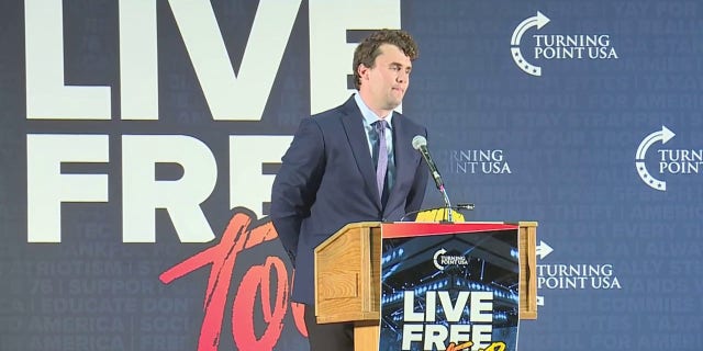 Turning Point USA founder Charlie Kirk spoke at UC Davis on March 14, 2023.