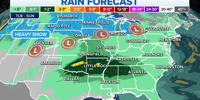 Rain forecast across the eastern U.S. through the weekend