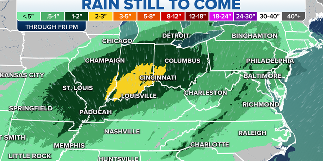 Rain forecast in the eastern U.S.