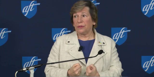 Randi Weingarten addressed the American Federation of Teachers following the Nashville school shooting on Tuesday.