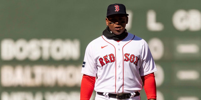Rafael Devers #11 or the Boston Red Sox play defense during the first inning of the 2023 Opening Day game against the Baltimore Orioles on March 30, 2023 at Fenway Park in Boston, Massachusetts.