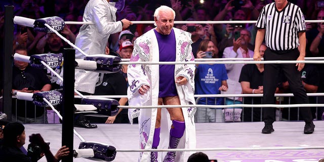 Ric Flair in action during Ric Flair's Last Match at Nashville Municipal Auditorium on July 31, 2022, in Nashville.