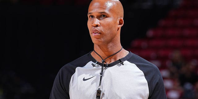Referee Richard Jefferson during the game between the New York Knicks and Portland Trail Blazers during the Las Vegas Summer League on July 11, 2022.