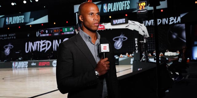Former NBA player and ESPN analyst Richard Jefferson before game four of the Eastern Conference Finals on Sept. 23, 2020, at the AdventHealth Arena in Orlando, Florida.