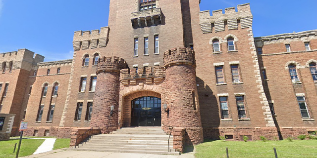 The front entrance of the Rochester Main Street Armory. Police say the deaths and injuries happened "as a result of a large crowd pushing towards the exits" from inside the facility.