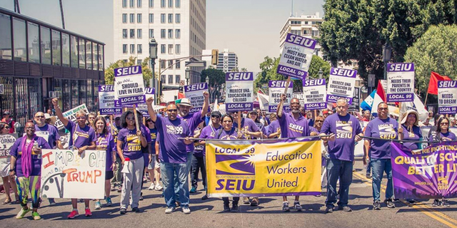 SEIU Local 99 workers protest for quality schools and better lives in Los Angeles.