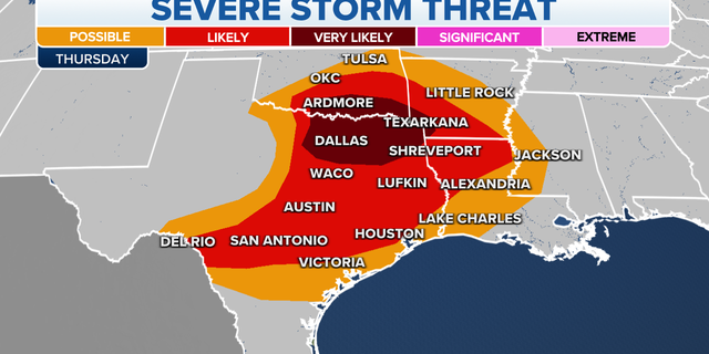 Severe weather from the Plains to the Gulf Coast will bring tornado risk, other threats 2 Severe storm threats for the Plains, Gulf Coast