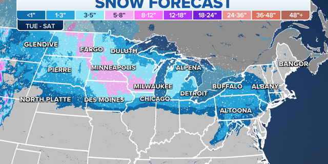 Snow forecast in the Midwest and the Northeast through Saturday