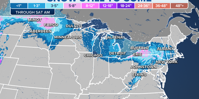 Snow still forecast through Saturday morning in the eastern U.S.