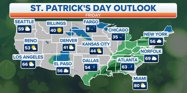 The national St. Patrick's Day forecast