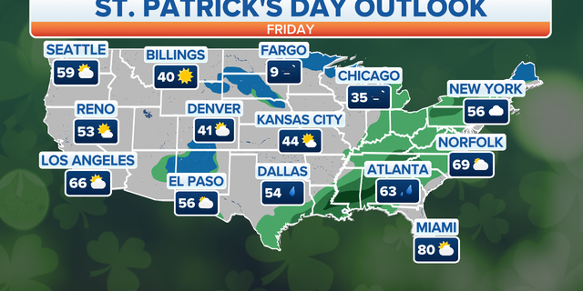 The national St. Patrick's Day forecast