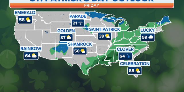 The St. Patrick's Day forecast across the U.S.