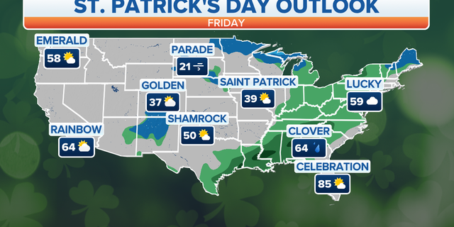 The St. Patrick's Day forecast across the U.S.