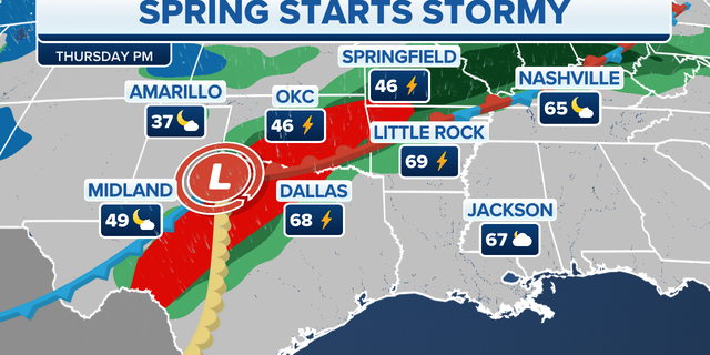 Stormy spring weather in the southern U.S. on Thursday