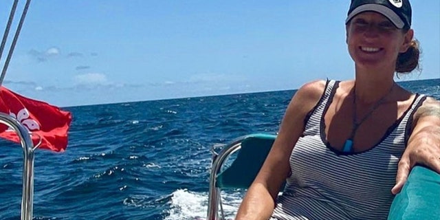 Sarm Heslop seated on a boat. The globetrotting UK native has been missing since March 8, 2021, after she was last seen leaving a bar on St. John in the U.S. Virgin Islands.
