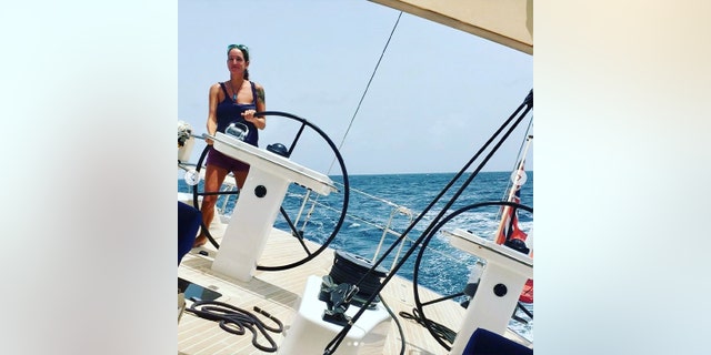 Sarm Heslop steers a sailboat in a July 2020 photo posted to her Instagram account. The U.K. native has been missing since March 8, 2021, after she was last seen leaving a bar on St. John in the U.S. Virgin Islands.