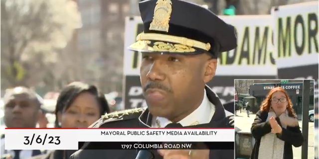 D.C. Police Chief speaks at a news conference Monday.
