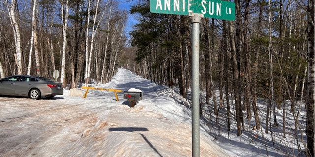 A tribal barricade is pictured on Annie Sun Lane in Lac du Flambeau, Wisconsin.