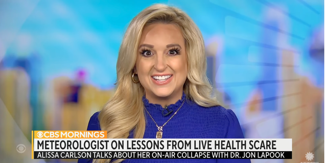 LA meteorologist Alissa Carlson Schwartz explains reason behind fainting episode in interview.