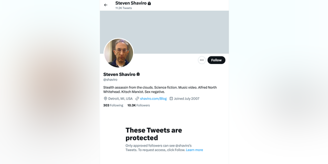 Screenshot of Professor Stephen Shavero's Twitter account, which was set to private amid the scandal.  Chaviro was suspended by Wayne State University without pay after he suggested it would be for the best "killing" Someone who considers it racist and not just protesting.