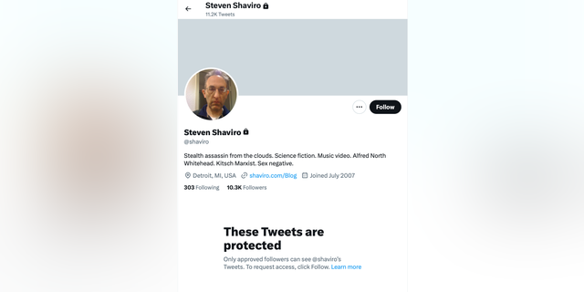 A screenshot of Professor Steven Shaviro's Twitter account, which is set to private amid the scandal. Shaviro was suspended by Wayne State University without pay after he suggested it would be preferable to "kill" someone who he deems racist rather than merely protest.