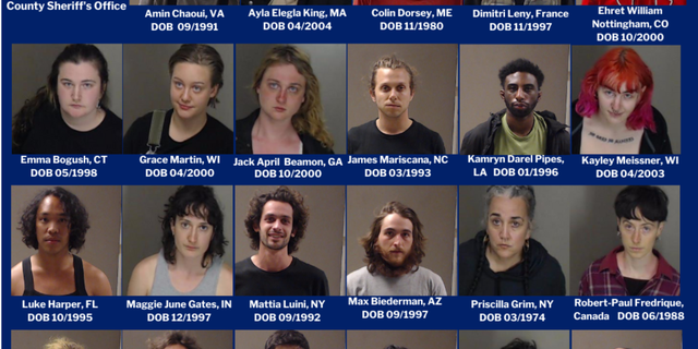 Booking photos of those arrested in Atlanta on domestic terrorism charges. 