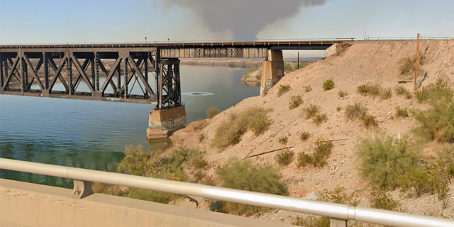 The Mohave County Sheriff's Office said a train derailed near the Topock Bridge in Northern Arizona on March 15, 2023.