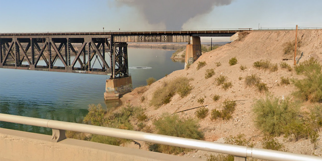 The Mohave County Sheriff's Office said a train derailed near the Topock Bridge in Northern Arizona on March 15, 2023.