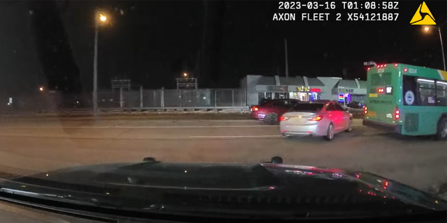 Police pursued a car that went through several business parking lots on March 13, 2023.