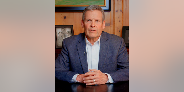 Tennessee Gov. Bill Lee addresses residents Tuesday following a shooting the day before at Covenant School in Nashville.