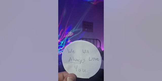 This is the note that SoDakZak of South Dakota wrote back to his foster daughter. The girl gave her brother a "tackle hug" when she saw it, Reddit user SoDakZak said.
