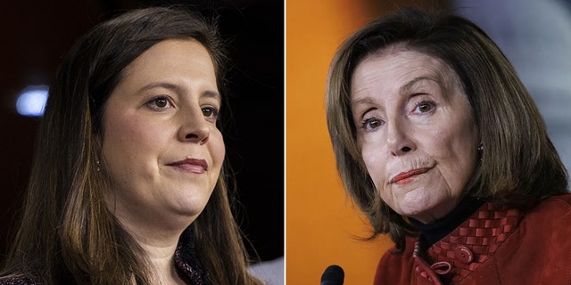 Rep. Elise Stefanik, left, said Friday that Pelosi's remark  that Trump indispensable   "prove his innocence" should beryllium  "condemned by all."