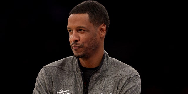 Head coach Stephen Silas of the Houston Rockets looks on during the first half against the New York Knicks at Madison Square Garden on March 27, 2023 in New York City.