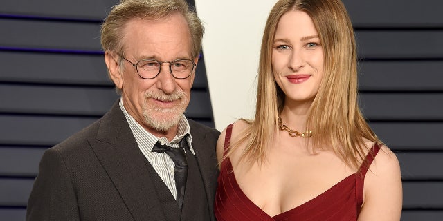 Steven Spielberg and Sasha Spielberg at the Vanity Fair Oscar Party in 2019