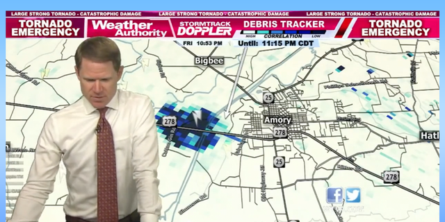 WTVA meteorologist prays to Jesus Christ on air for residents of Amory, Mississippi as a deadly tornado bears down on them.