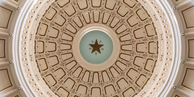 The rotunda dome of the Texas state Capitol, where Rep. Bryan Slaton introduced HB2889.