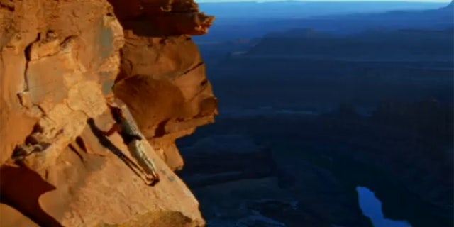 Tom Cruise free climbing in Mission Impossible II