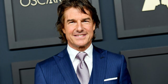 Tom Cruise sports a blue suit at the Oscars nominees luncheon