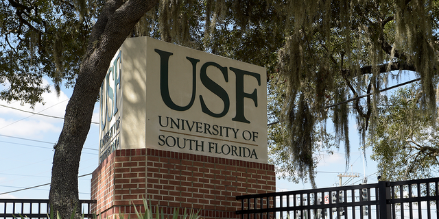 University of South Florida (USF) signage is displayed on the college's campus in Tampa, Florida, U.S., on Friday, Oct. 10, 2014. (Ebenhack/Bloomberg via Getty Images)